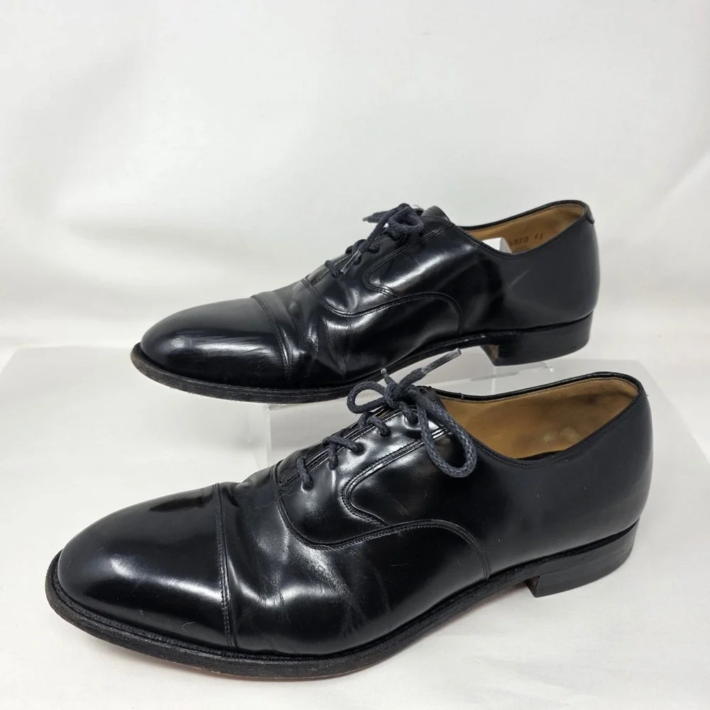Johnston & Murphy Cap Toe Oxford Mens 13 14870 Black Leather Dress Shoes Good